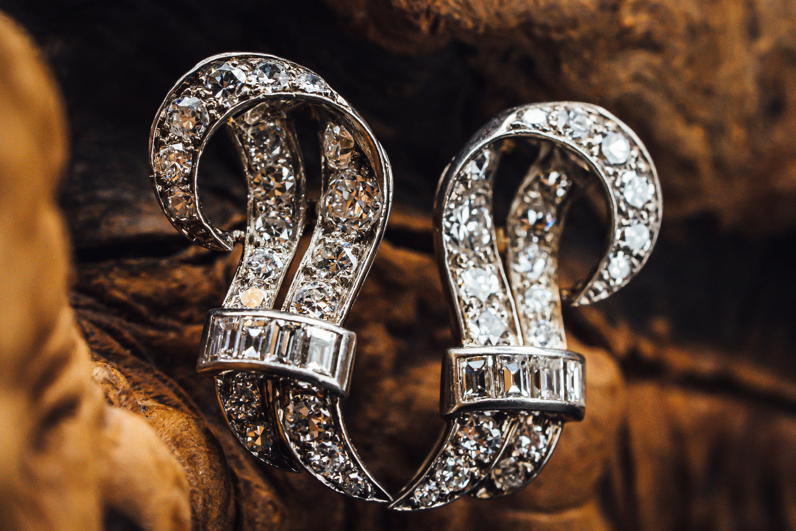 Platinum and Diamond Vintage Style Earrings