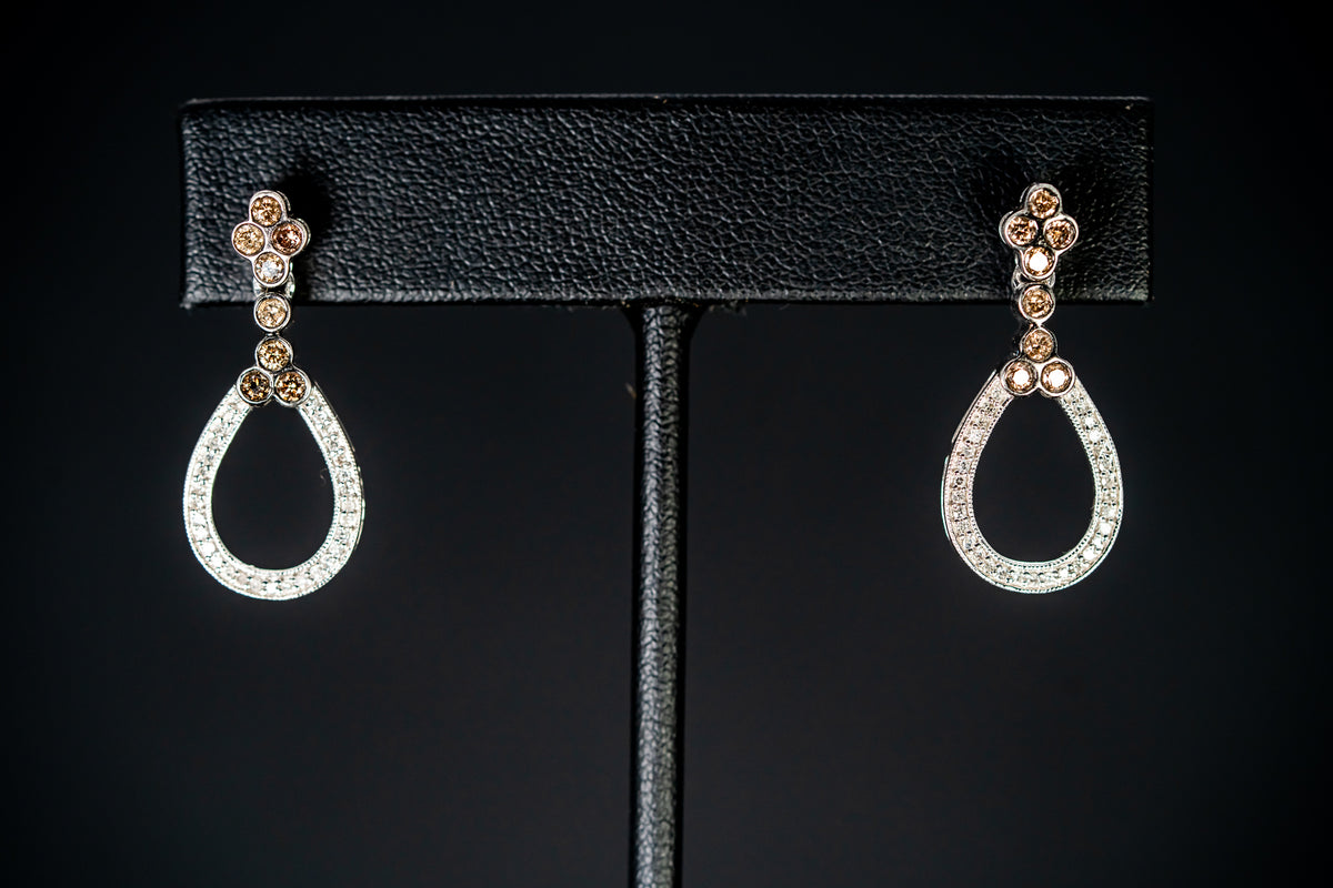 10k White Gold Diamond Drop Earrings