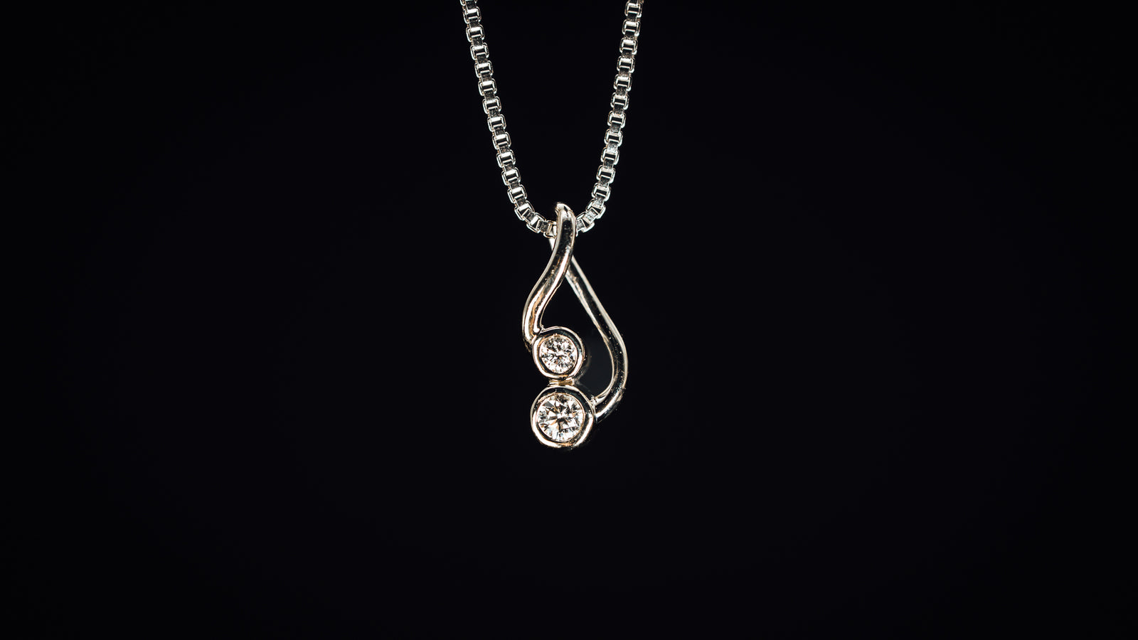 14k White Gold Two Diamond Pendant