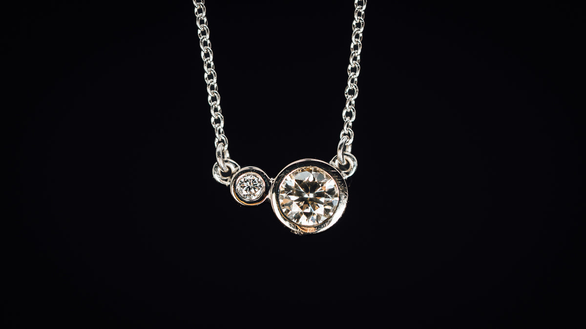 14k White Gold Two Diamond Necklace