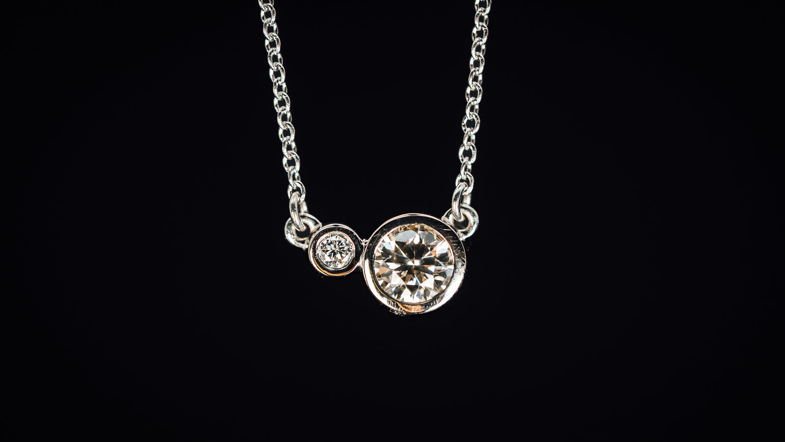 14k White Gold Two Diamond Necklace