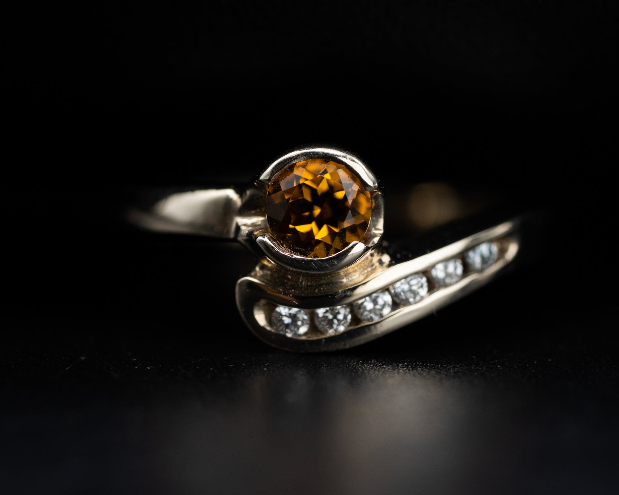14k White Gold Citrine and Diamond Custom Ring
