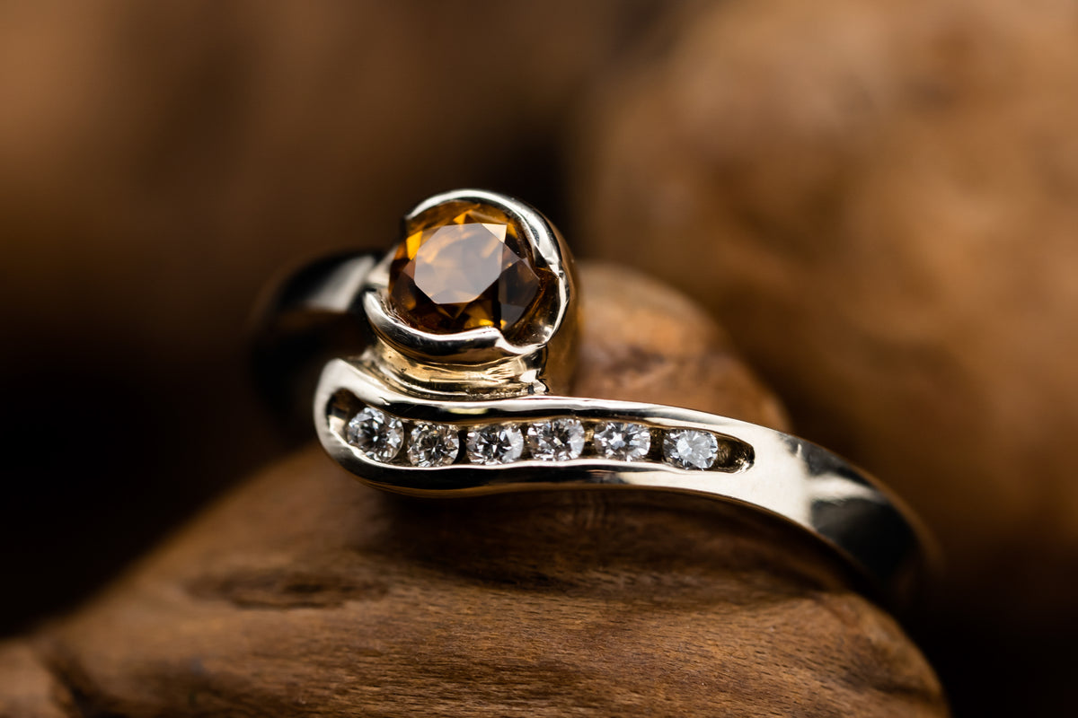 14k White Gold Citrine and Diamond Custom Ring