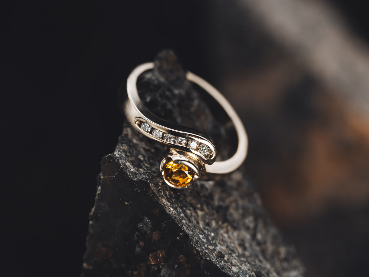 14k White Gold Citrine and Diamond Custom Ring