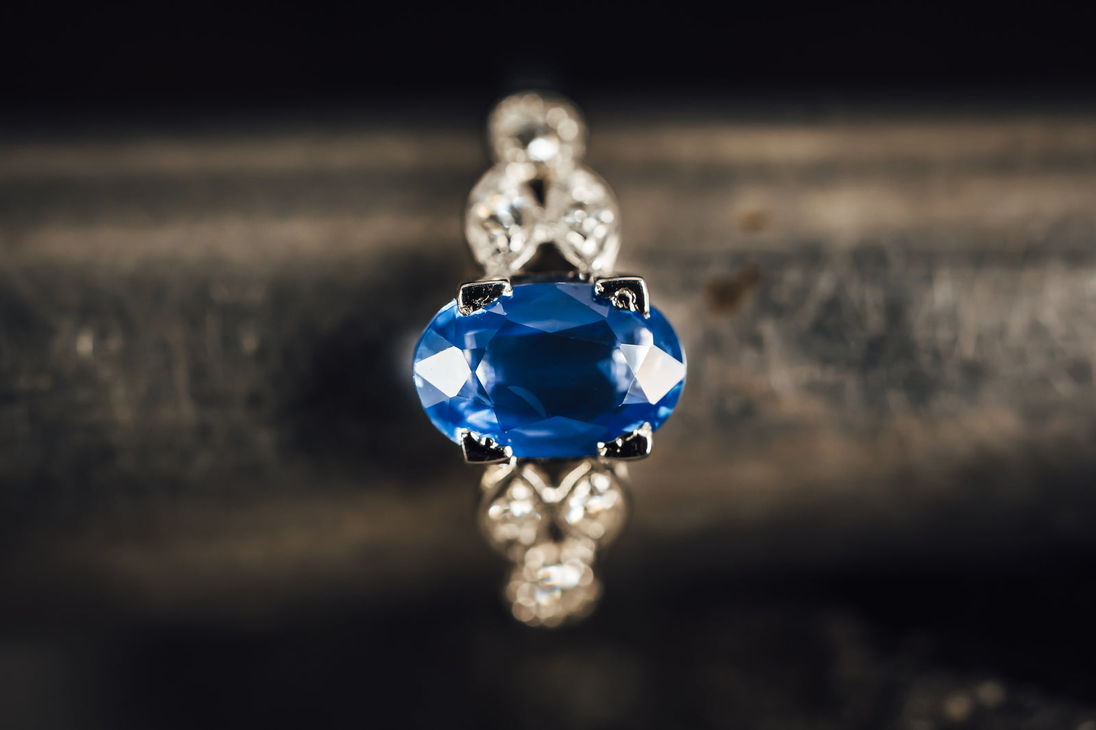 14k White Gold Sapphire and Diamond Ring