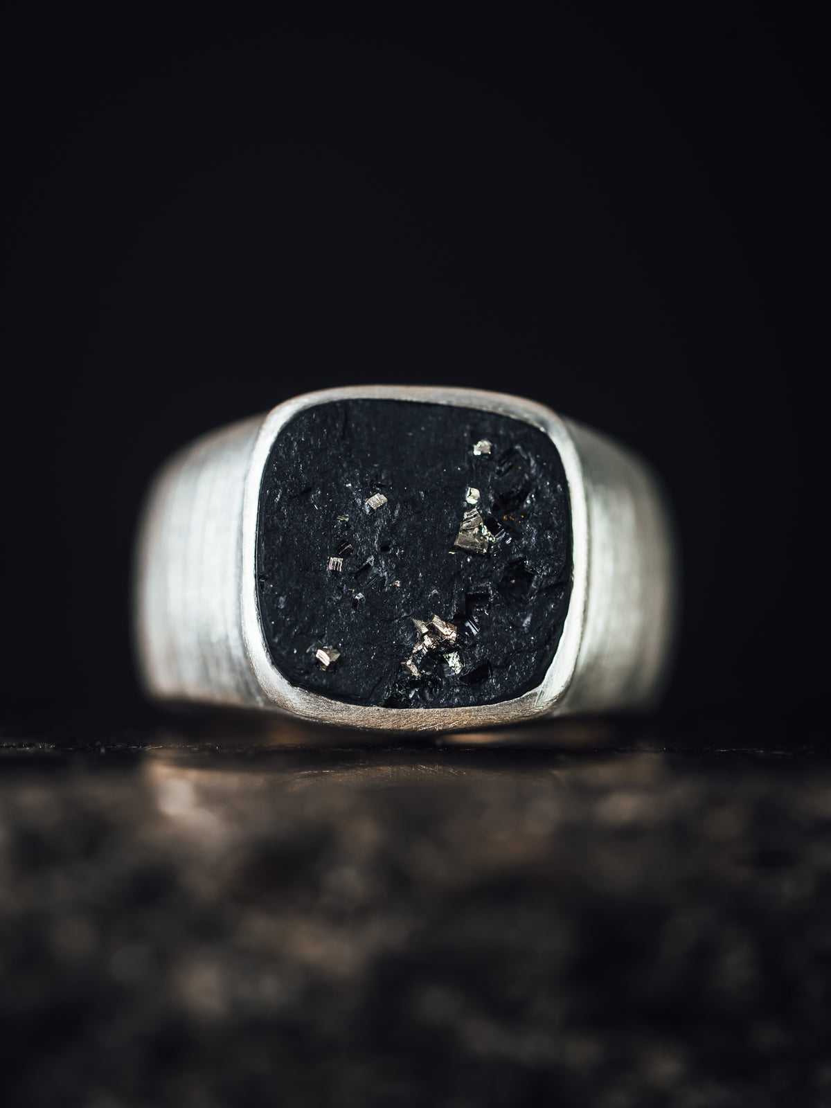 Sterling Silver Ring w/ Pyrite Infused Slate