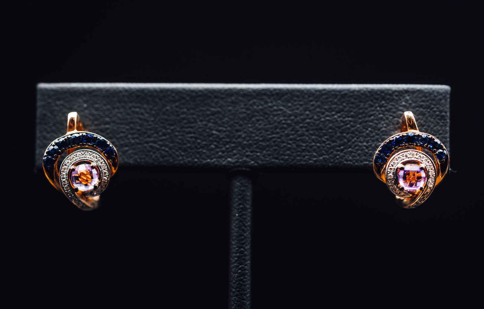 14k Rose Gold Sapphire and Diamond Earrings