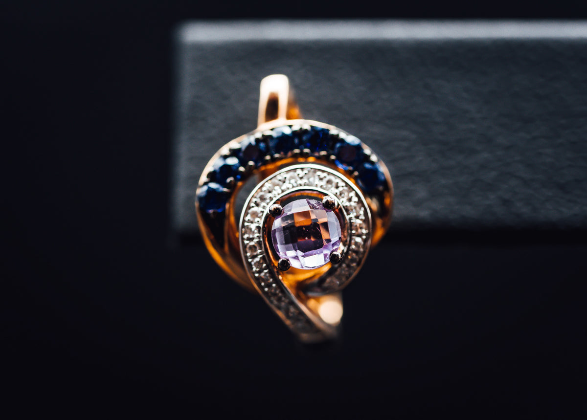 14k Rose Gold Sapphire and Diamond Earrings