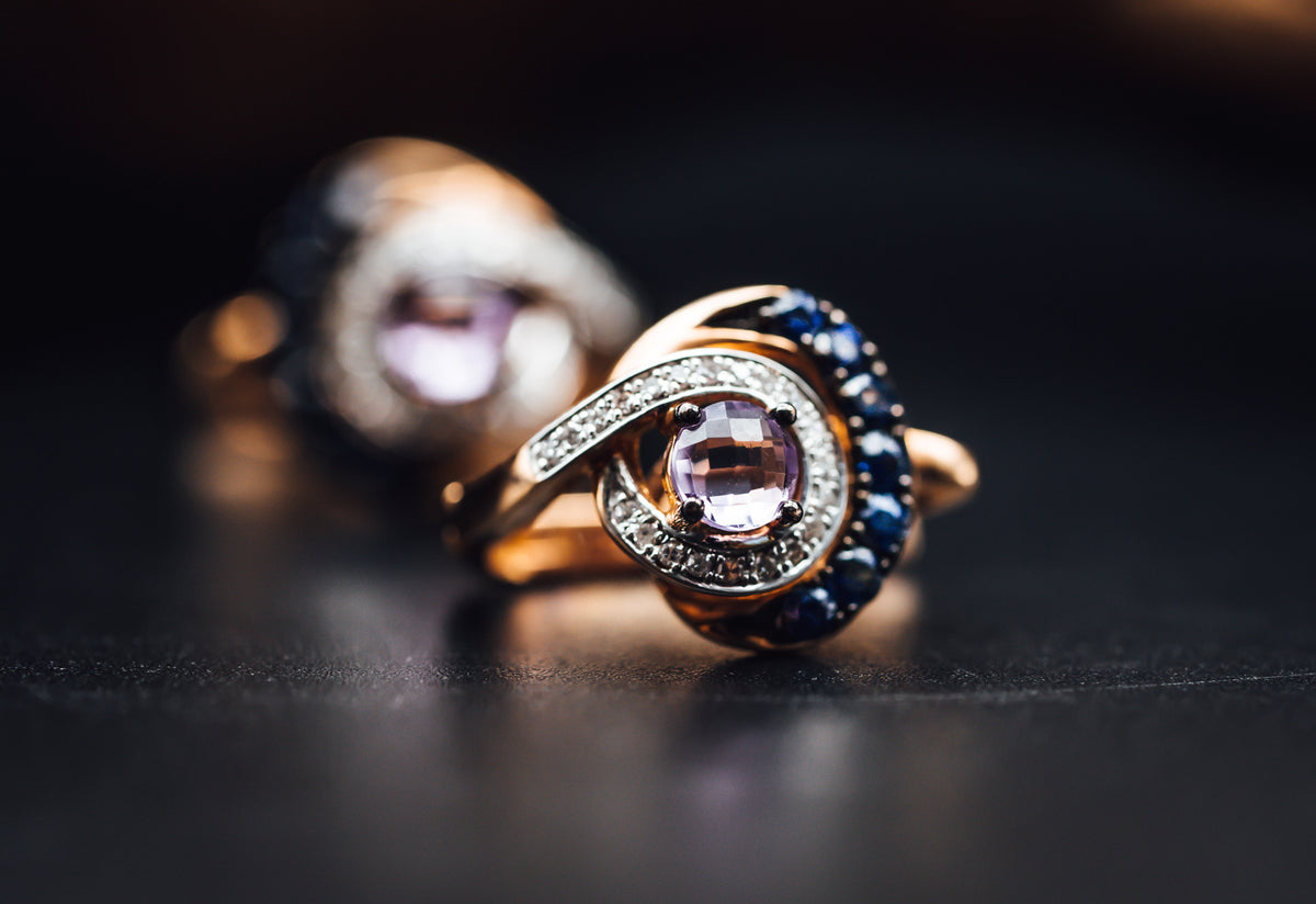 14k Rose Gold Sapphire and Diamond Earrings