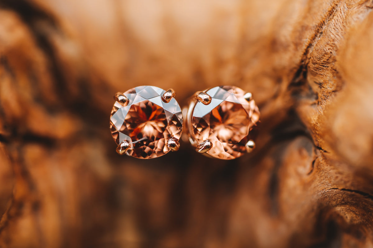 14k Rose Gold Imperial Zircon Stud Earrings