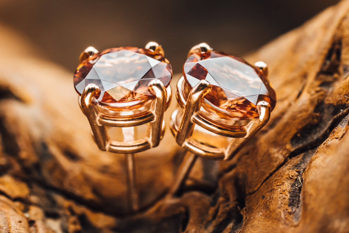 14k Rose Gold Imperial Zircon Stud Earrings