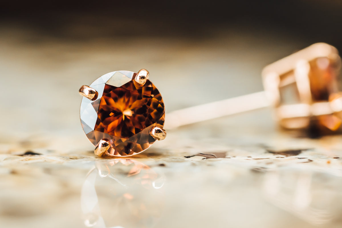 14k Rose Gold Imperial Zircon Stud Earrings