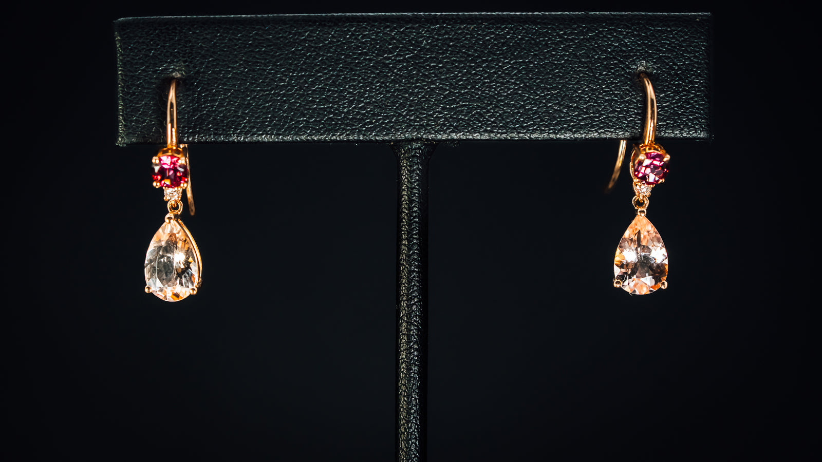 14k Rose Gold Morganite, Pink Tourmaline and Diamond Earrings