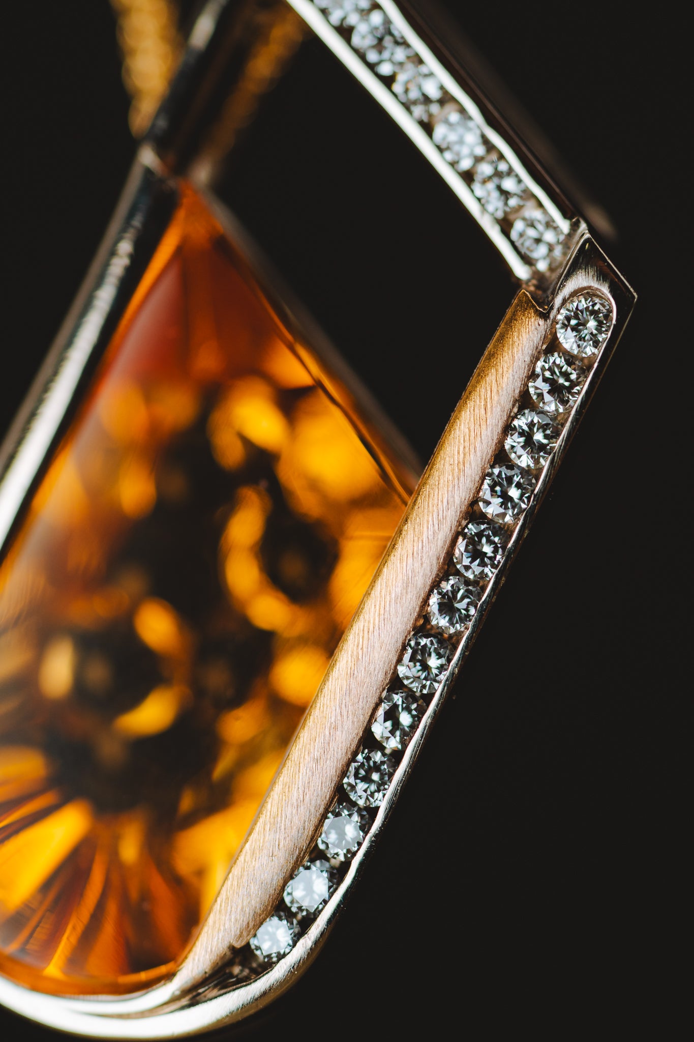 14k White and 24k Yellow Gold Custom Citrine Pendant