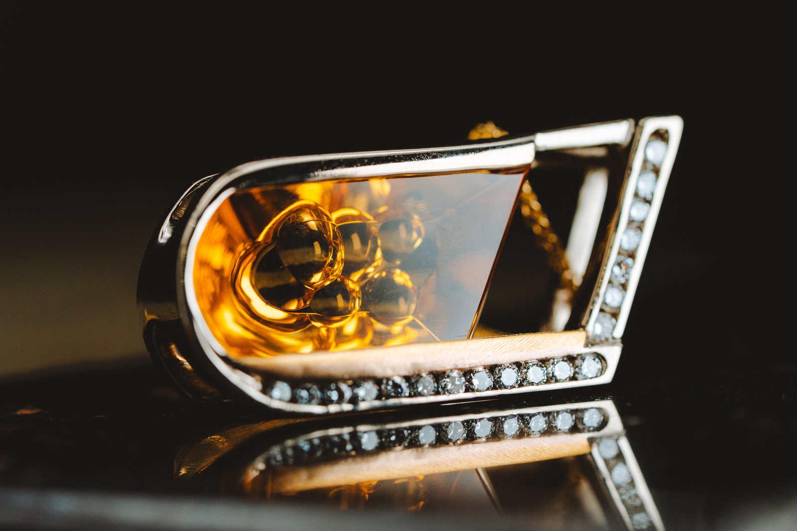 14k White and 24k Yellow Gold Custom Citrine Pendant