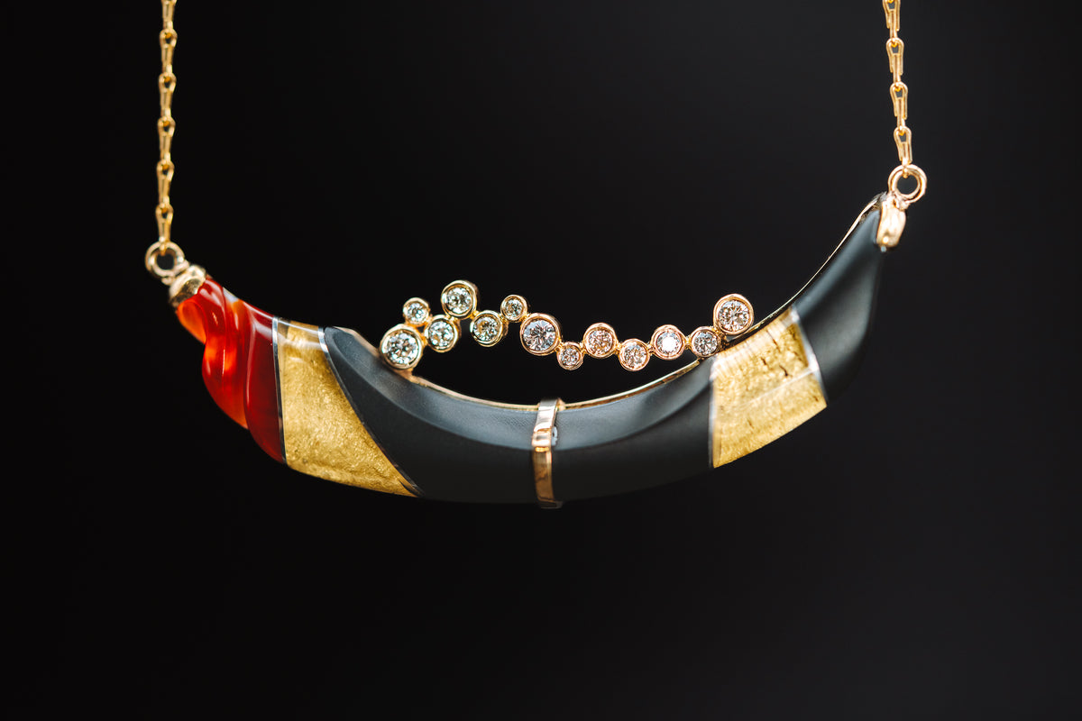 14k Yellow Gold Multi-Stone and Diamond Pendant