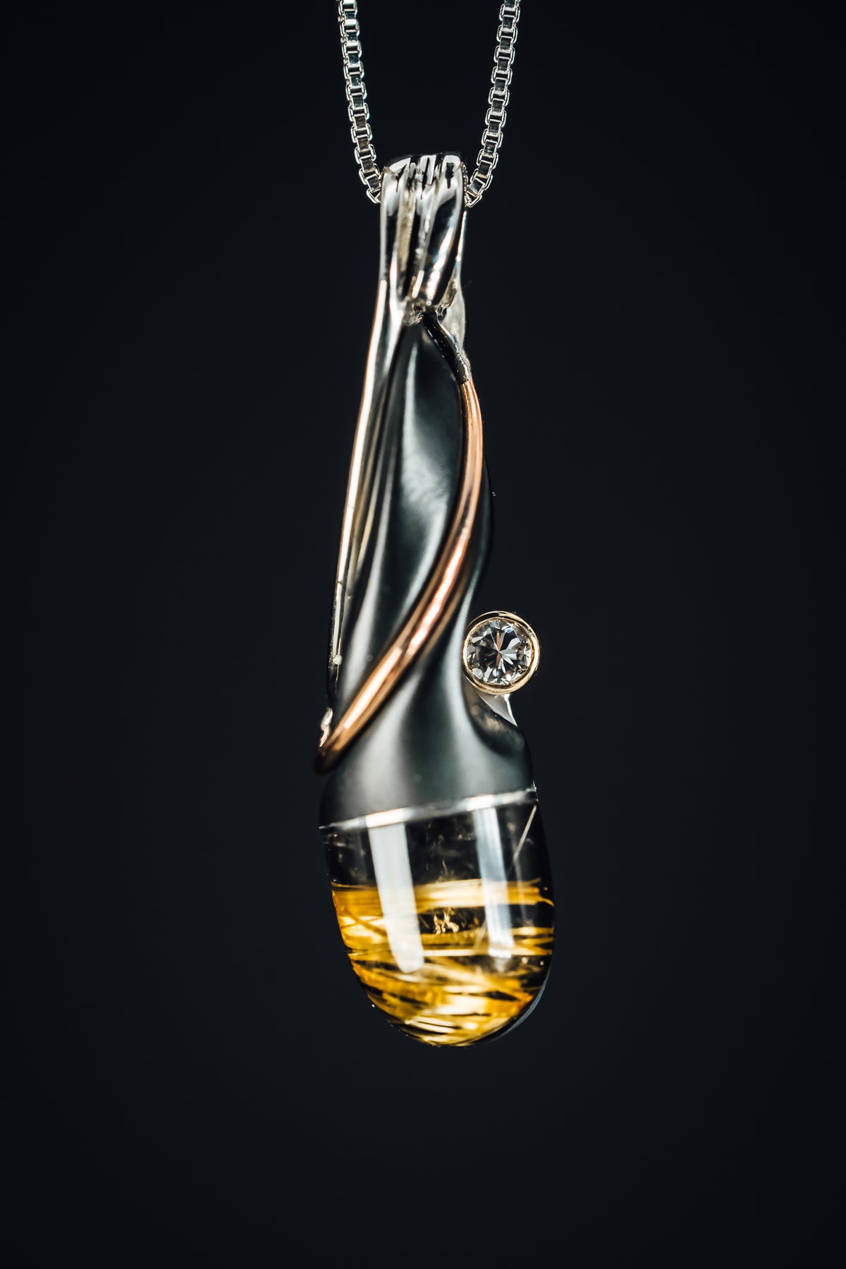 14k White Gold Custom Carved Pendant