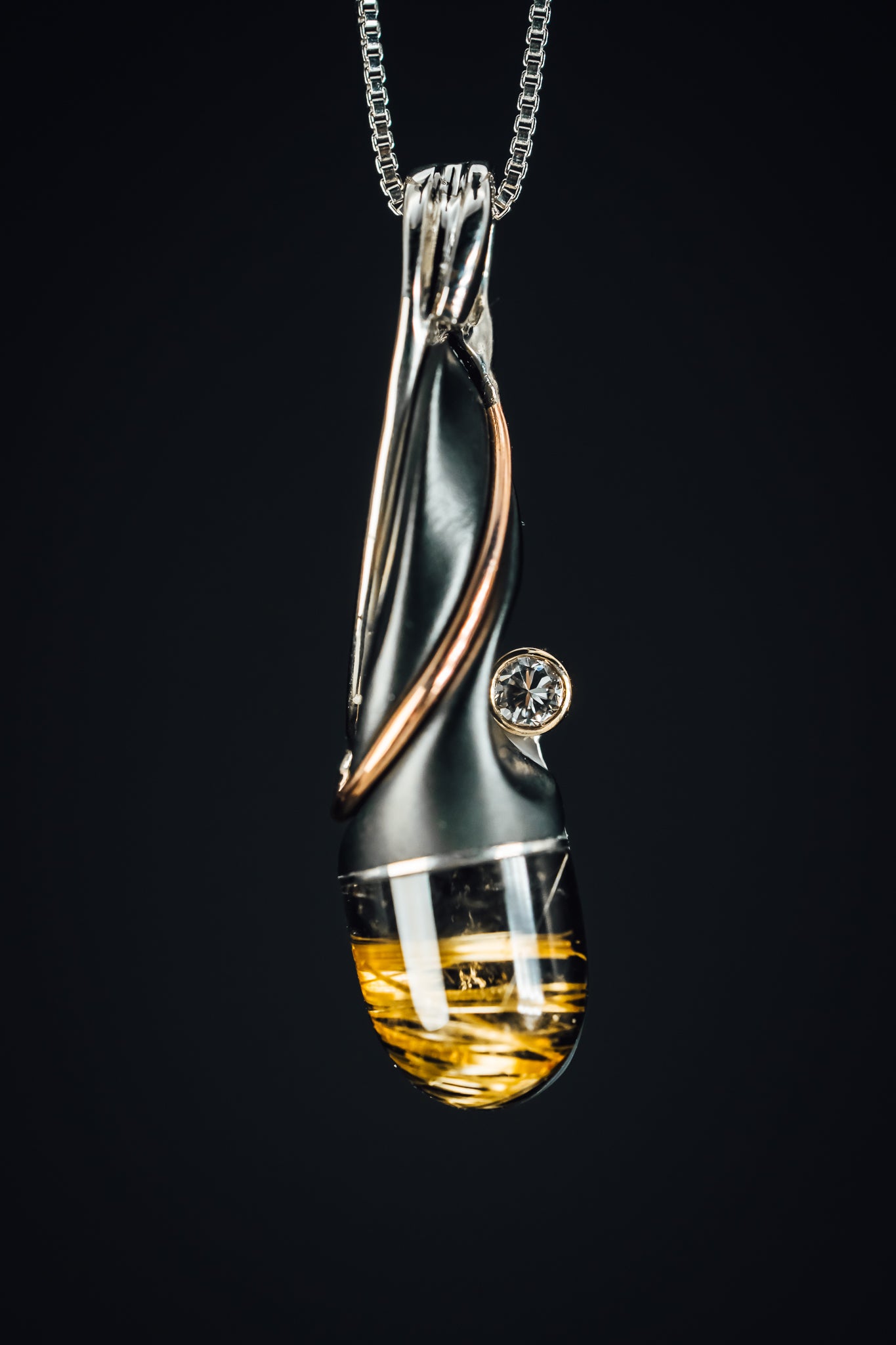 14k White Gold Custom Carved Pendant