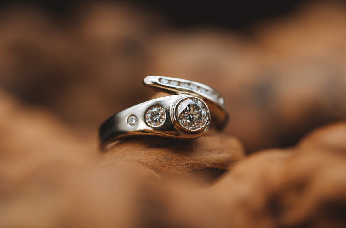 14k White Gold Diamond Bypass Ring