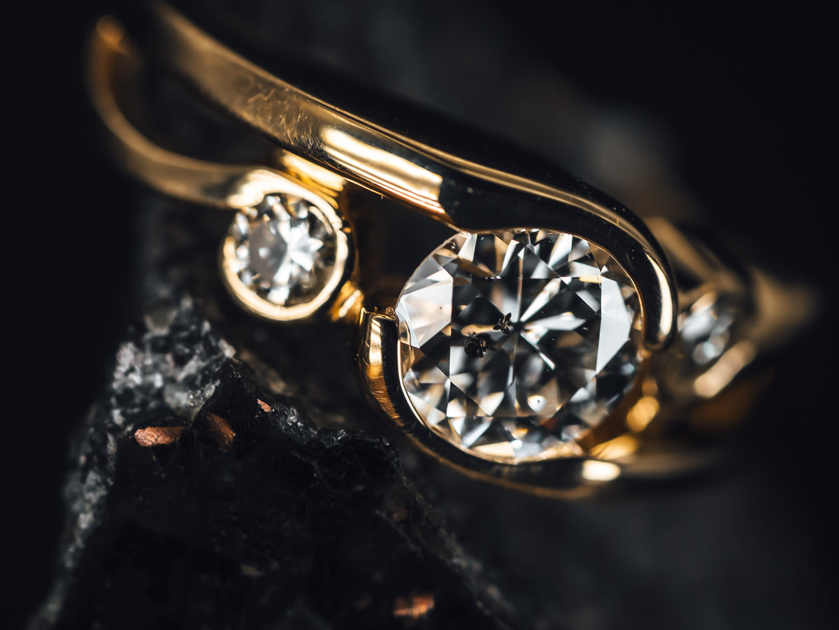 14k Yellow Gold 3 Stone Diamond Ring