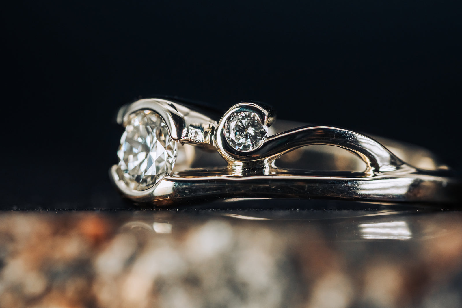 14k White Gold 3 Stone Diamond Engagement Ring