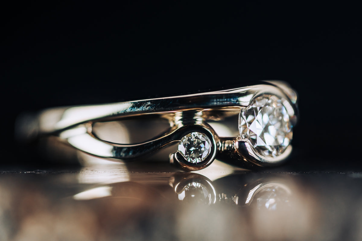 14k White Gold 3 Stone Diamond Engagement Ring