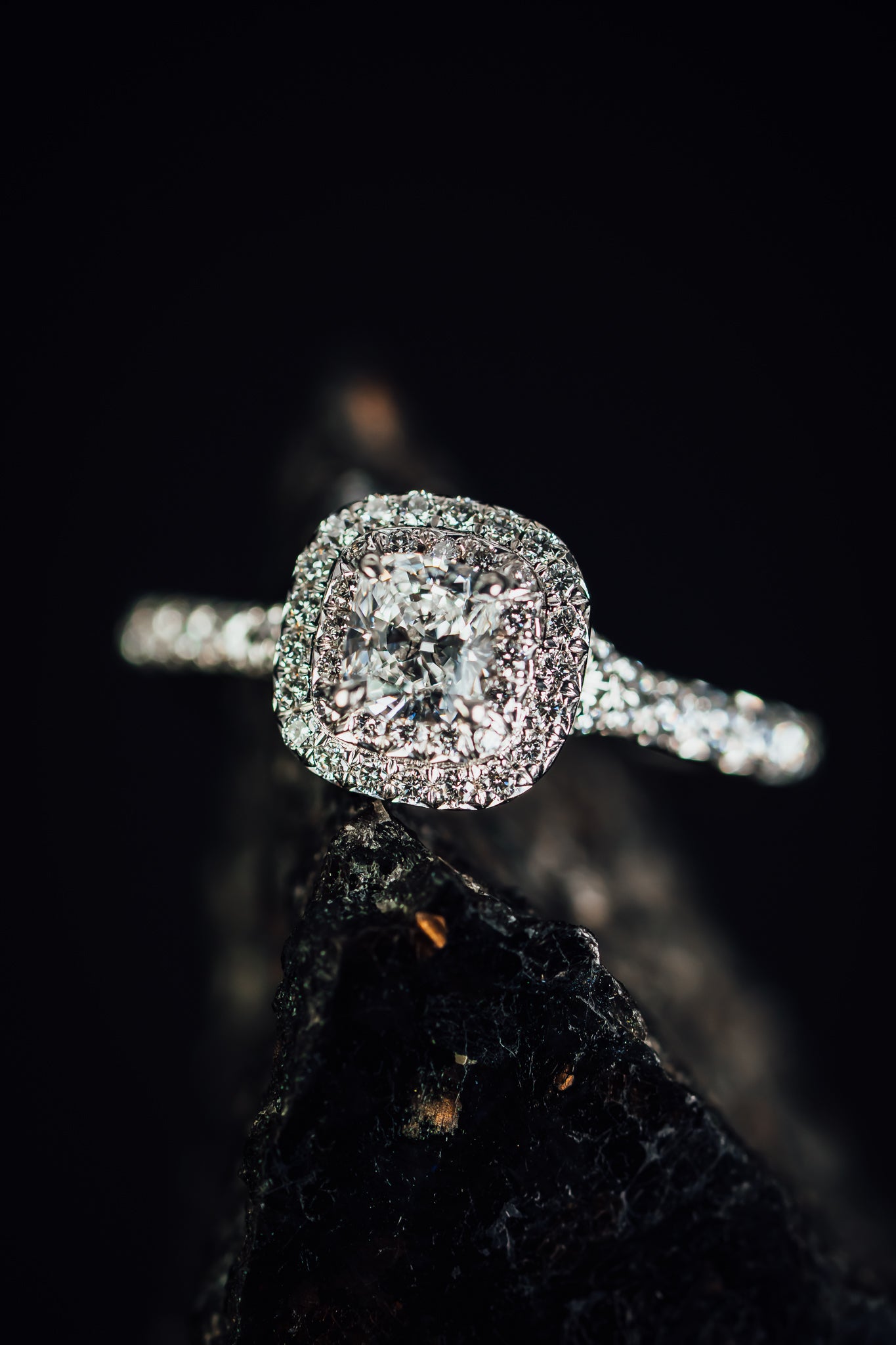 Platinum and Diamond Double Halo  Ring
