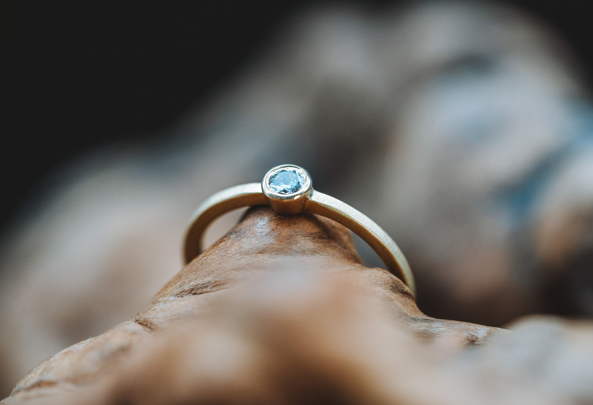 14k Yellow Gold Diamond Stacker Ring