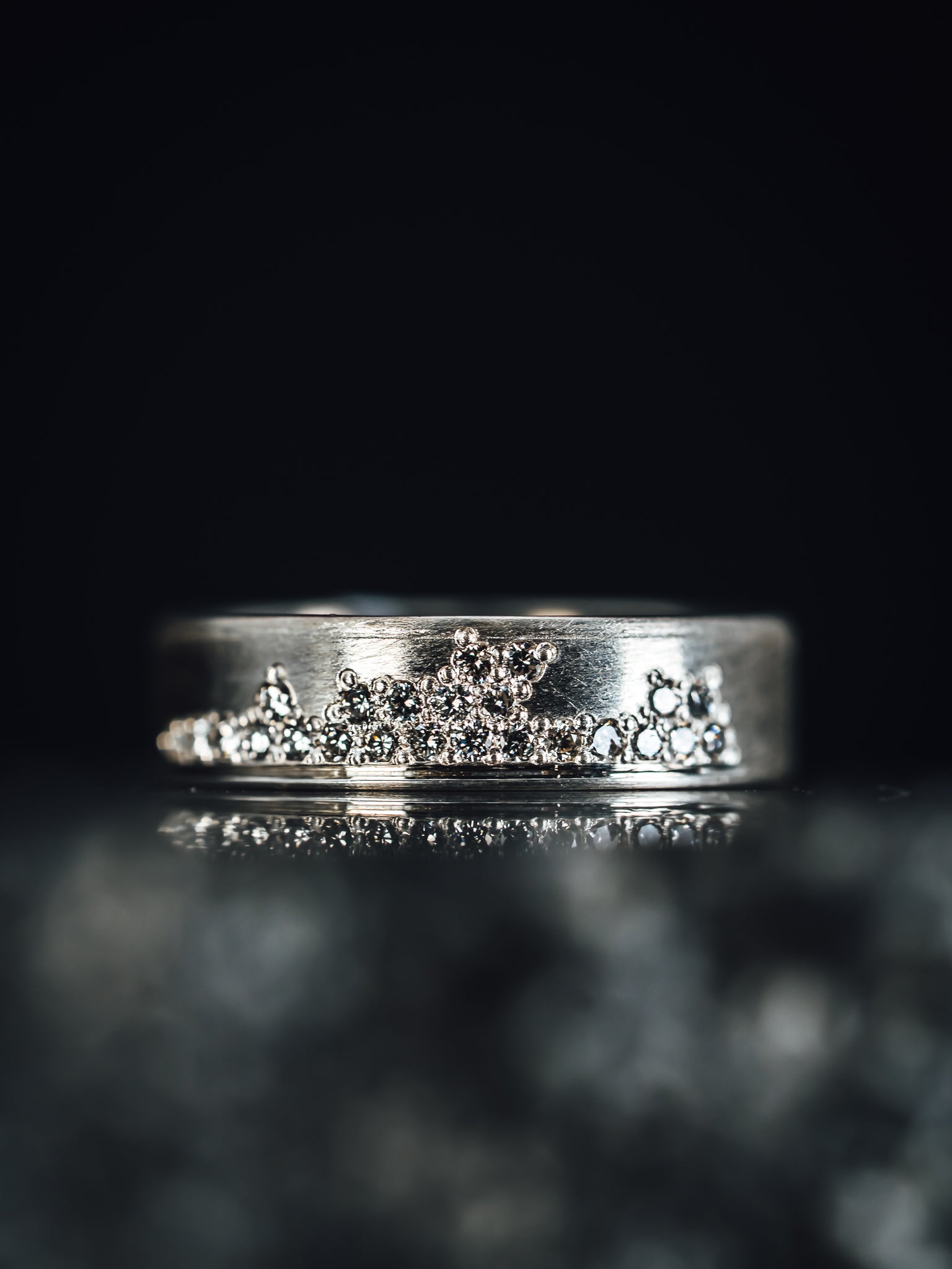 Sterling Silver Ring with Pave' Set Diamonds