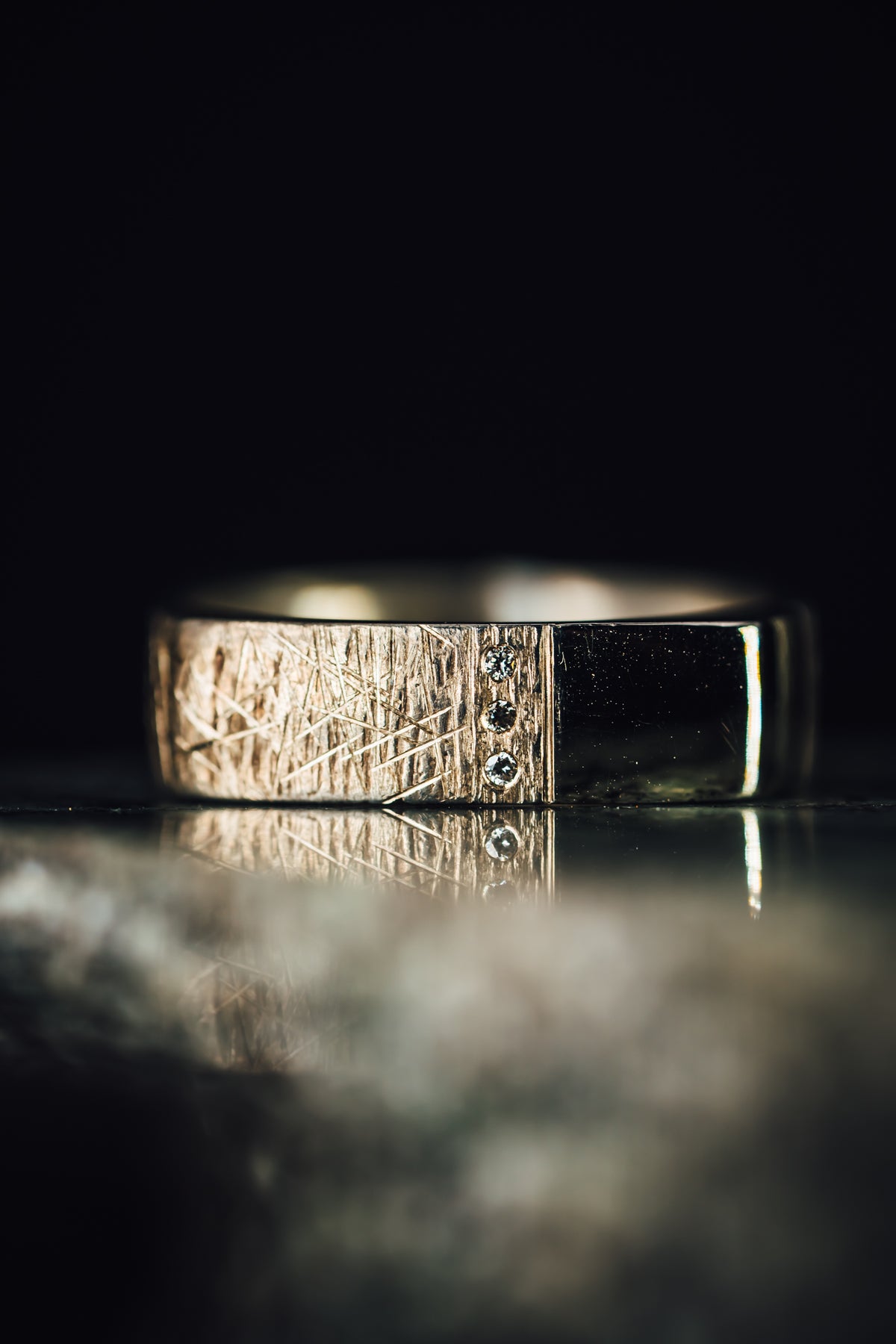 14k White Gold Square Men&#39;s Diamond Ring