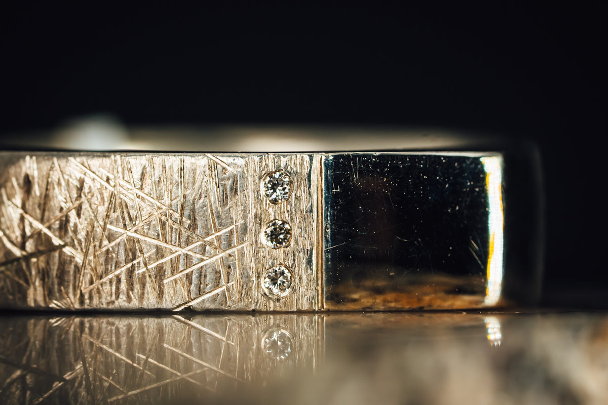 14k White Gold Square Men&#39;s Diamond Ring