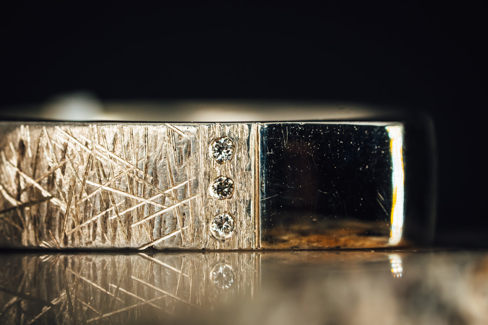 14k White Gold Square Men's Diamond Ring