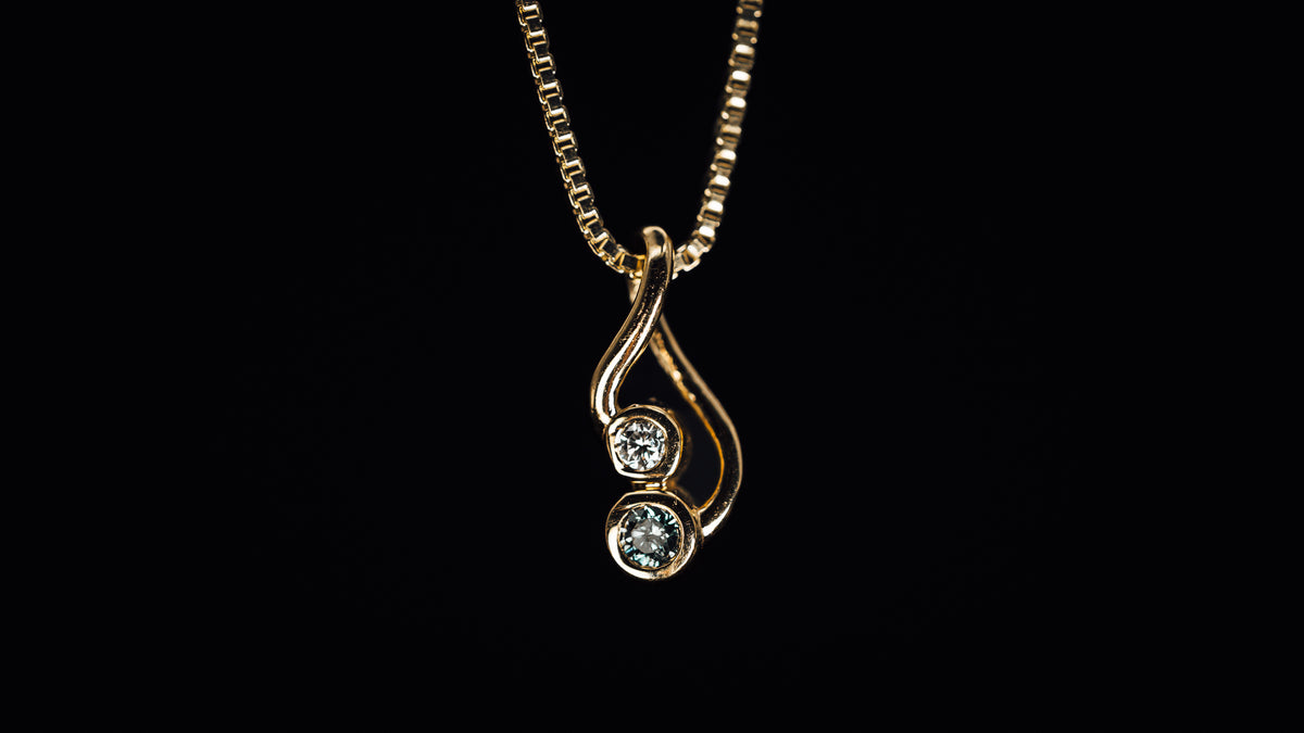 14k Yellow Gold Two Diamond Pendant