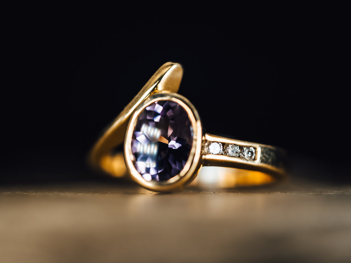 14k Yellow Gold Pink Spinel and Diamond Ring