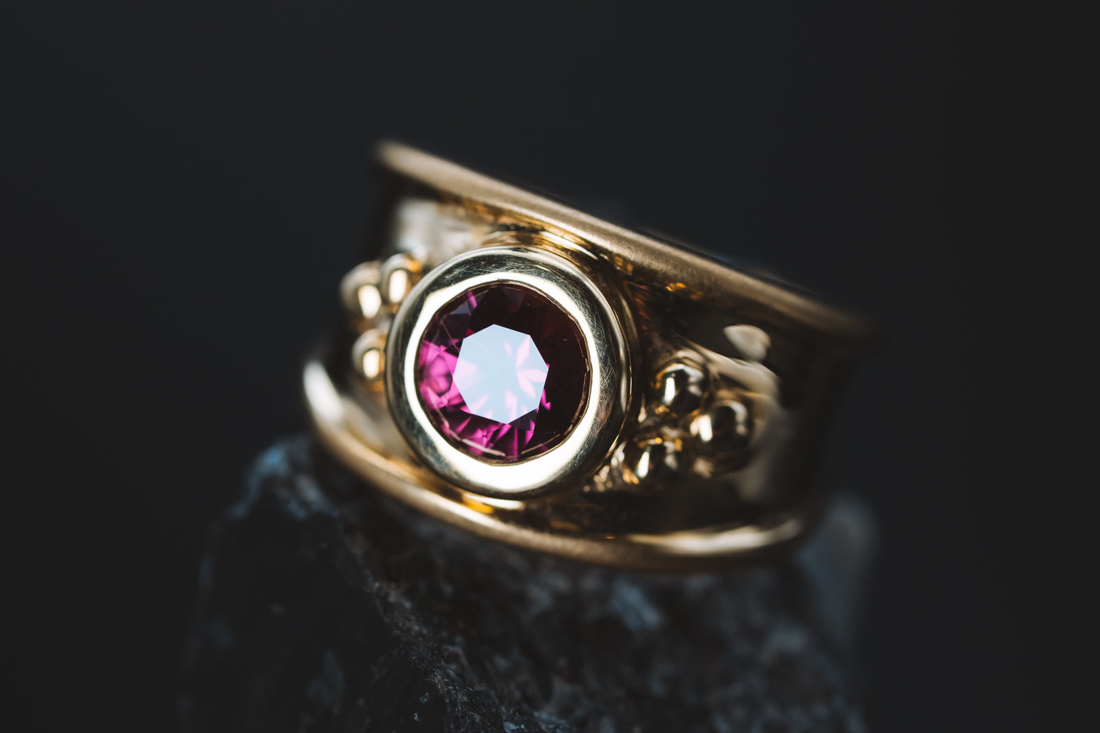 18k Yellow Gold Pink Tourmaline Ring