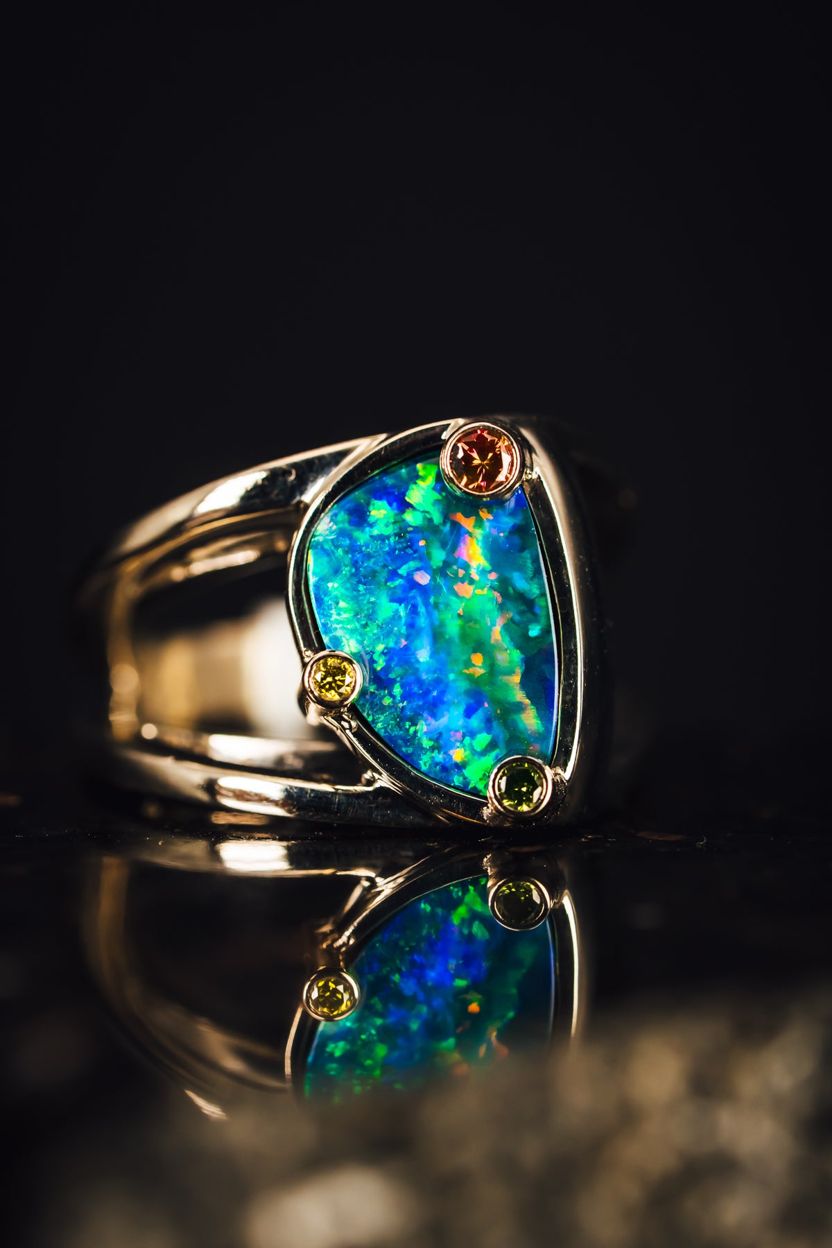 14k White Gold Australian Opal Ring