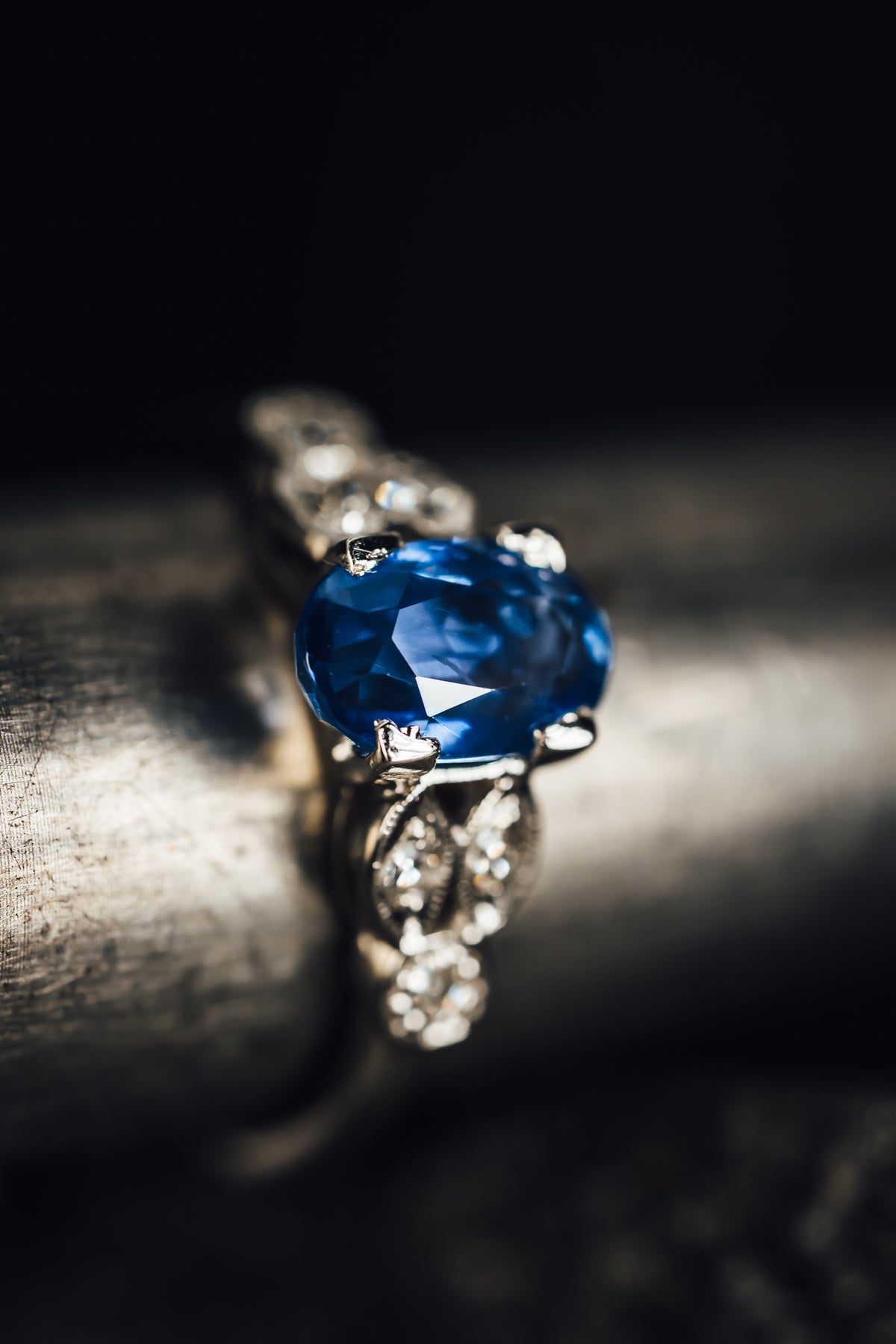14k White Gold Sapphire and Diamond Ring