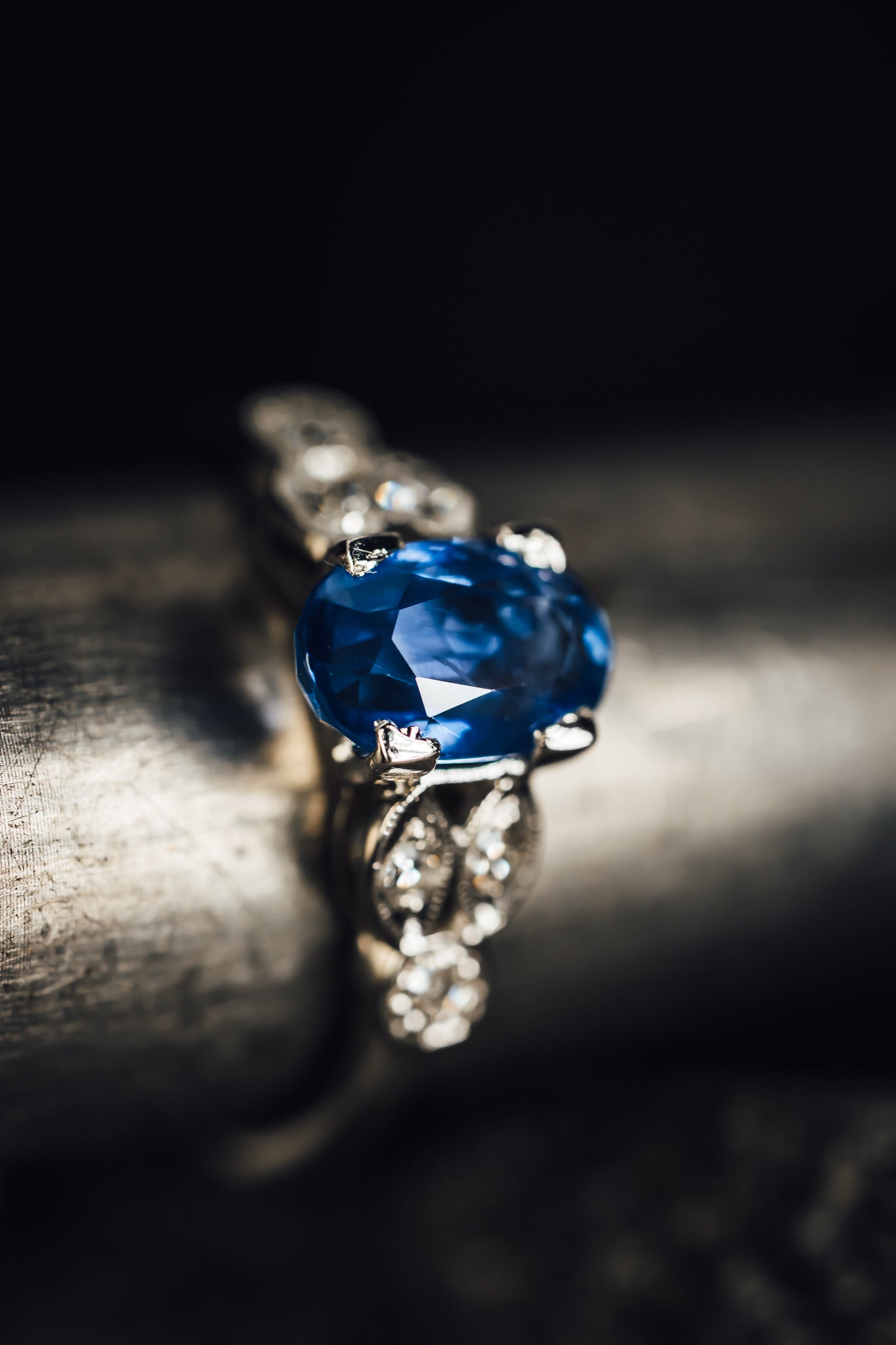 14k White Gold Sapphire and Diamond Ring