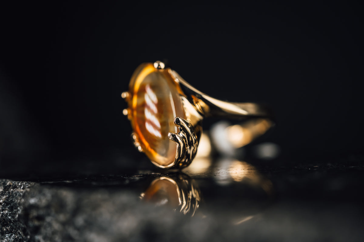 14k Yellow Gold Custom Moss Agate Ring