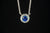 Platinum Blue Sapphire and Diamond Halo Necklace