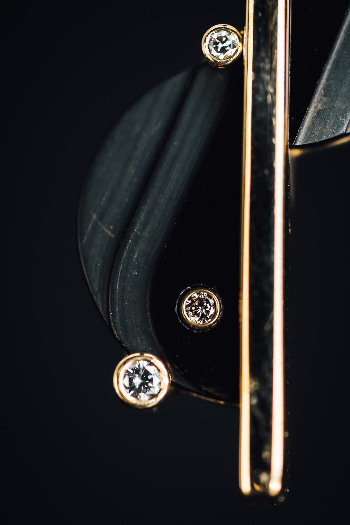 14k Yellow Gold Onyx and Diamond Pendant