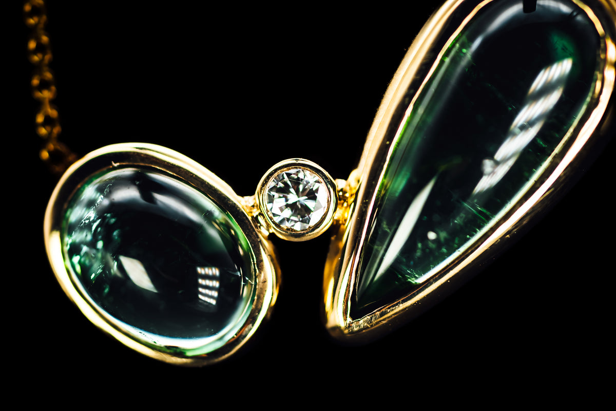 14k Yellow Gold Custom Tourmaline and Diamond Necklace