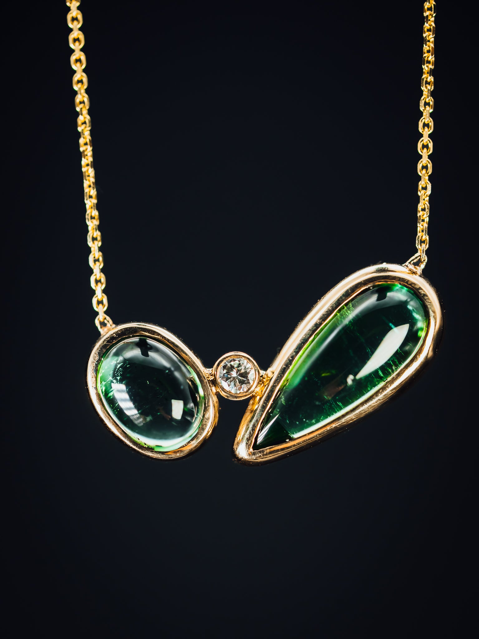 14k Yellow Gold Custom Tourmaline and Diamond Necklace