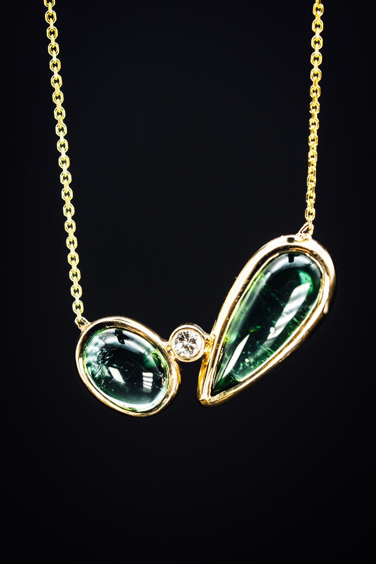 14k Yellow Gold Custom Tourmaline and Diamond Necklace