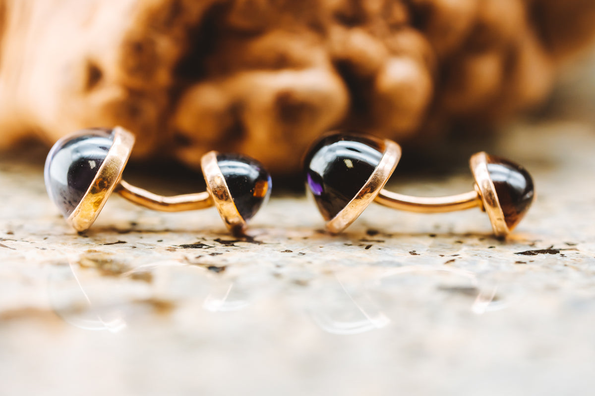 14K Rose Gold Amethyst and Citrine Cuff Links