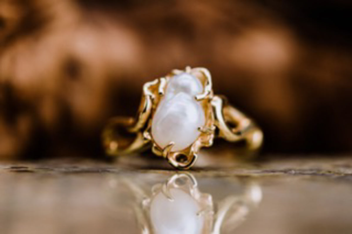 14k Yellow Gold Baroque Pearl Ring