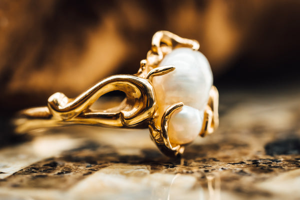 14k Yellow Gold Baroque Pearl Ring - Art FX fine jewelry