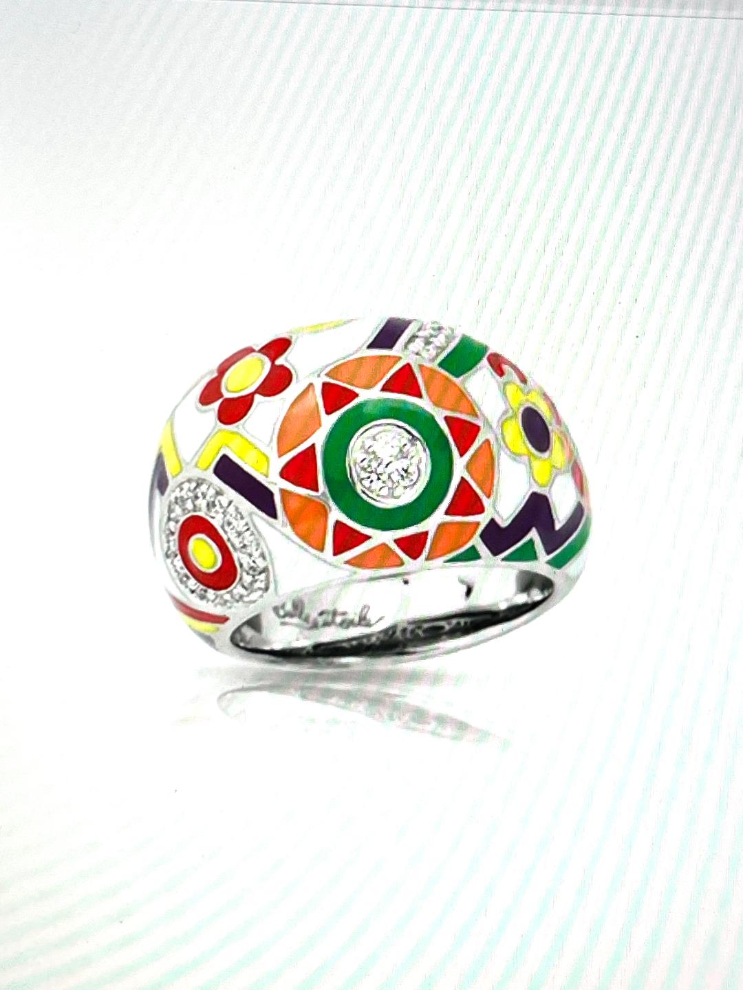 Sterling Silver Enameled Ring