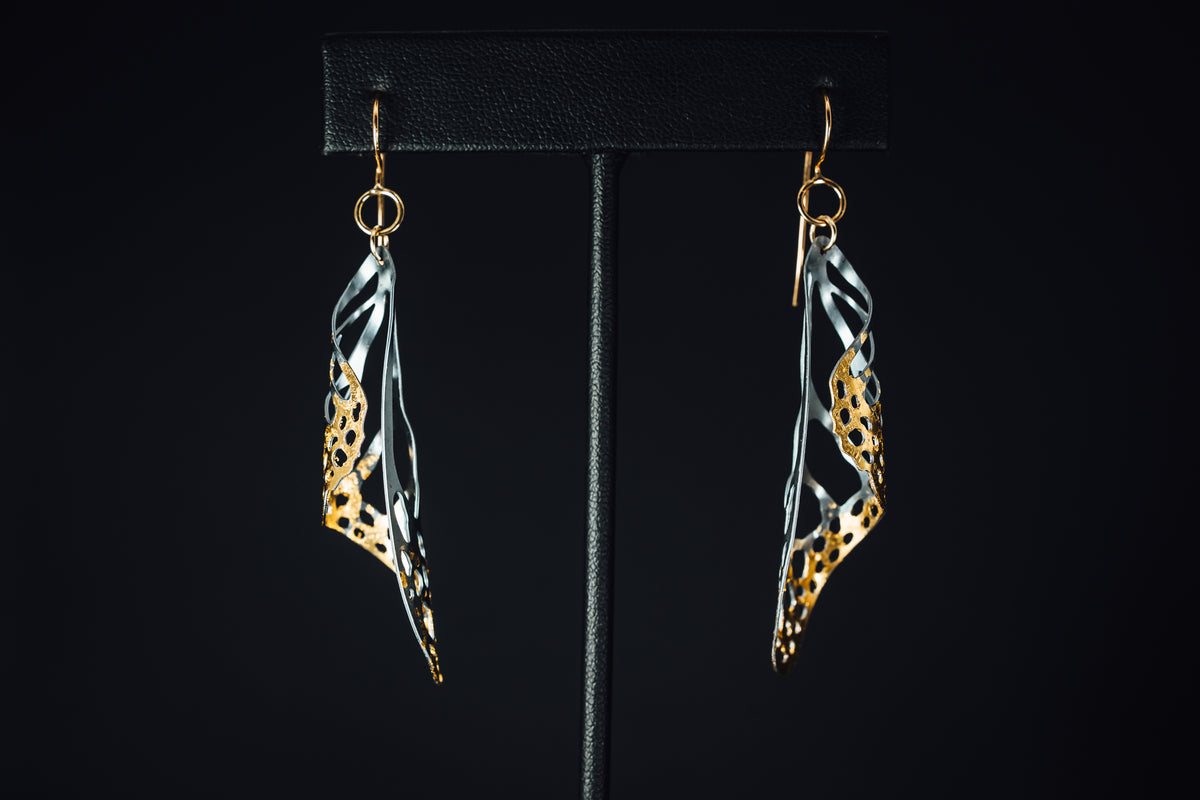 Camille Torres Chrysalis Earrings in Sterling and 24k Gold