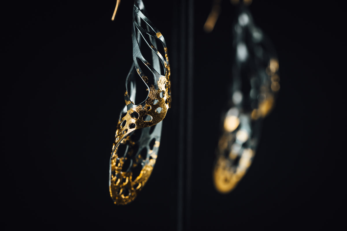 Camille Torres Chrysalis Earrings in Sterling and 24k Gold